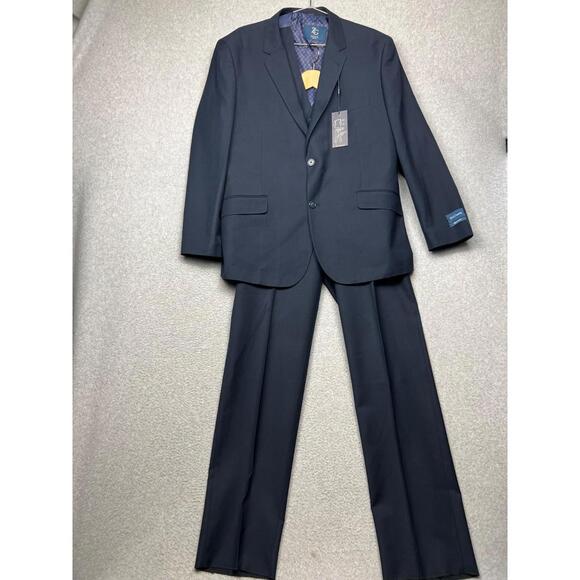 Zegarie 3 Piece 150S Wool Sport Blazer Suit Set 44S /38 Pants Modern Fit Navy